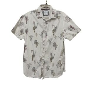 Mens All Over Cactus Print Shirt S Slim Fit Western Summer Cotton
